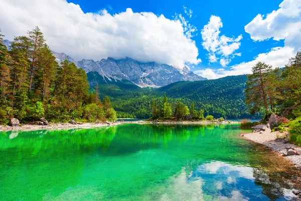 Λίμνη Eibsee Κοντά Στην Πόλη Garmisch Partenkirchen Στη Βαυαρία Γερμανία — Φωτογραφία Αρχείου