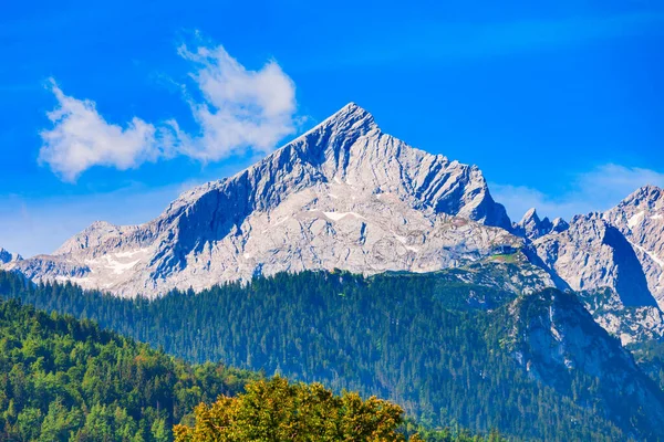 Alpspitze Alpes Vista Panorâmica Montanha Garmisch Partenkirchen Cidade Baviera Sul — Fotografia de Stock