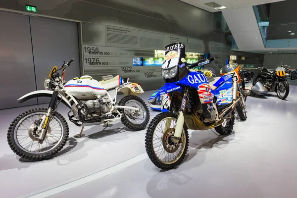 Mnichov Německo Července 2021 Ročníky Sportovních Motocyklů Muzeu Bmw Jedná — Stock fotografie