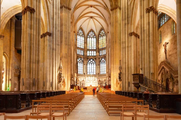 Regensburg Niemcy Lipca 2021 Wnętrze Katedry Regensburgu Lub Kościoła Piotra — Zdjęcie stockowe