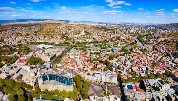 Tbilisi Casco Antiguo Vista Panorámica Aérea Tiflis Capital Ciudad Más — Foto de Stock