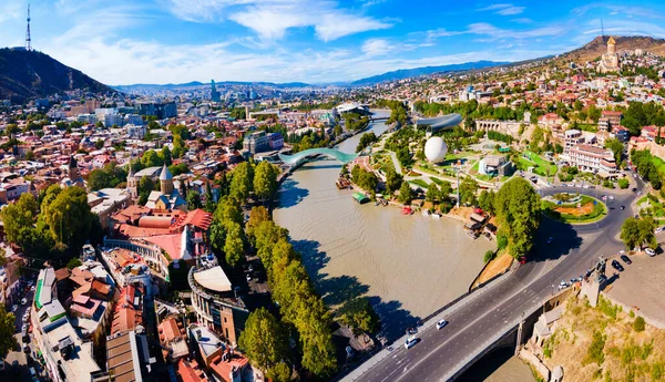 stock image Tbilisi old town aerial panoramic view. Tbilisi is the capital and the largest city of Georgia, lying on the banks of the Kura River.