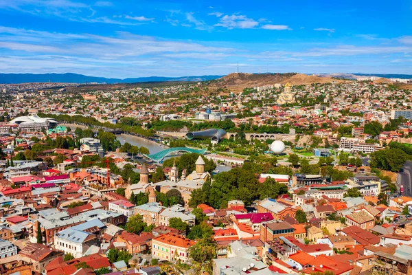 stock image Tbilisi old town aerial panoramic view. Tbilisi is the capital and the largest city of Georgia, lying on the banks of the Kura River.