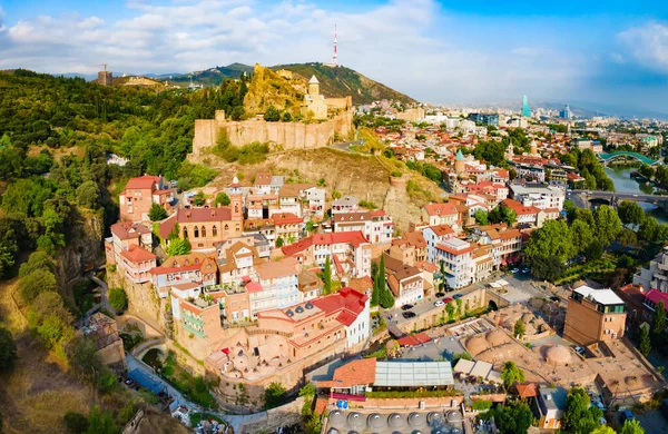 Abanotubani Ancient District Narikala Fortress Aerial Panoramic View Tbilisi Old — Stock Photo, Image
