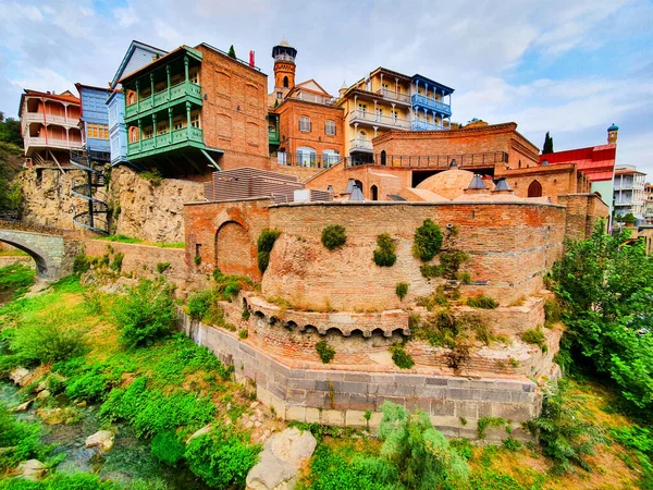 Leghvtakhevi Canyon Dans Quartier Antique Abanotubani Dans Vieille Ville Tbilissi — Photo