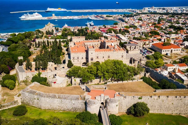 Воздушный Панорамный Вид Старого Города Родес Острове Родес Греции — стоковое фото