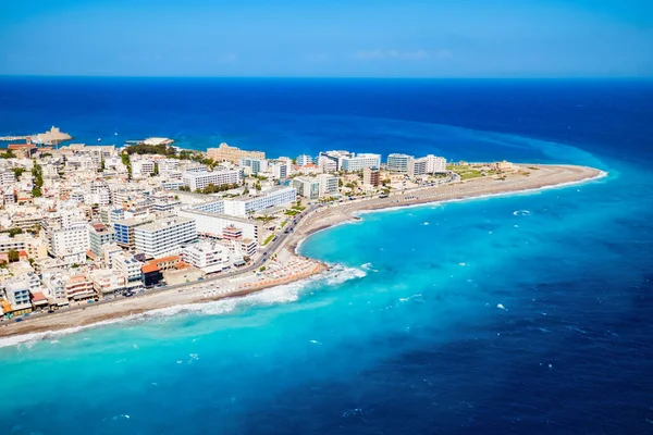 Rhodos Stadtstrand Luftaufnahme Rhodos Insel Griechenland — Stockfoto