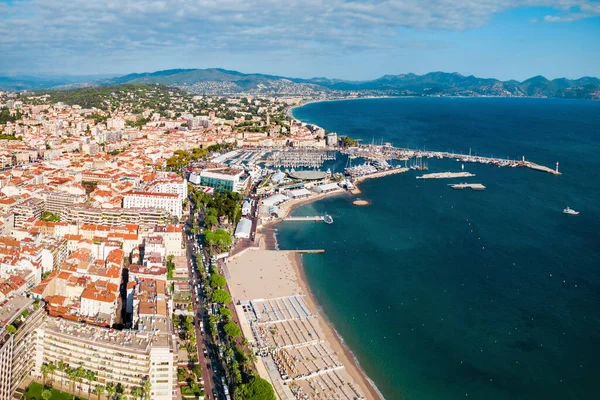 Panoramiczny Widok Cannes Beach Cannes Miasto Riwierze Francuskiej Lub Cote — Zdjęcie stockowe