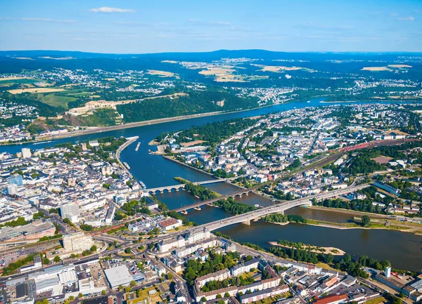 Koblenz Vista Aerea Panoramica Coblenza Una Città Sul Reno Dove — Foto Stock
