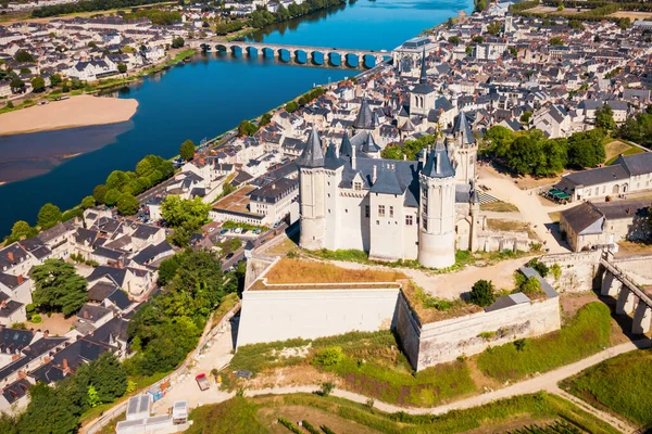 Zamek Saumur Panoramiczny Widok Lotu Ptaka Saumur Loire Valler Francji — Zdjęcie stockowe