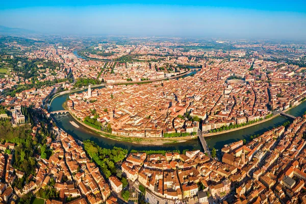 Luftaufnahme Der Stadt Verona Und Der Etsch Venetien Italien — Stockfoto