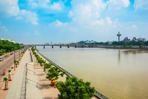 Sabarmati Riverfront Antenn Utsikt Staden Ahmedabad Gujarat Staten Indien — Stockfoto