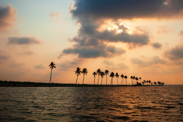Alappuzha Odlehlá Krajina Státě Kerala Indii Při Západu Slunce — Stock fotografie