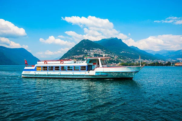 Tourist Boat Lugano Lake Lugano City Canton Ticino Switzerland — Stock Photo, Image
