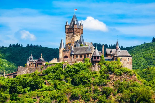 Château Reichsburg Vue Panoramique Aérienne Cochem Dans Vallée Moselle Allemagne — Photo