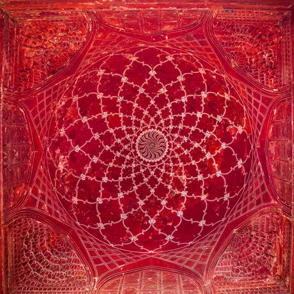 印度北方邦阿格拉市泰姬陵城墙上的几何图案背景 — 图库照片