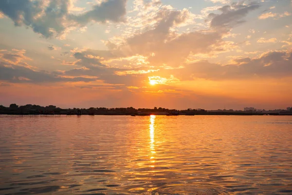 Sunset Keshi Ghat Yamuna River Vrindavan City Uttar Pradesh State — Stock Photo, Image
