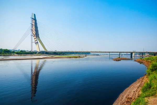 Нью Дели Индия Октября 2019 Подпись Мост Консольный Шпат Кабель — стоковое фото
