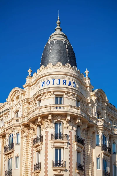 Kannes Francja Wrzesień 2018 Hotel Carlton Przy Promenadzie Croisette Cannes — Zdjęcie stockowe