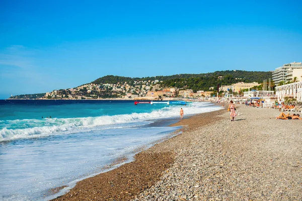 Nice Frankrike September 2018 Plage Blue Beach Huvudstrand Nice Stad — Stockfoto