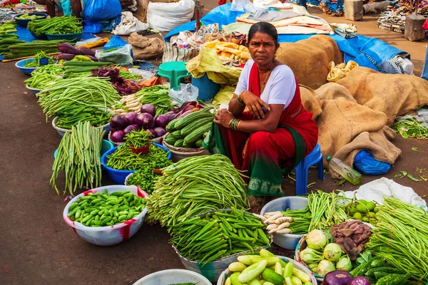 Goa India Kwiecień 2012 Owoce Warzywa Lokalnym Rynku Indiach — Zdjęcie stockowe