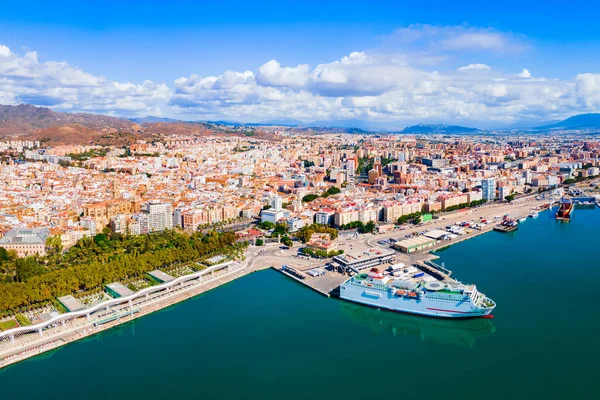 Port Maladze Widok Lotu Ptaka Malaga Jest Miastem Wspólnocie Andaluzji — Zdjęcie stockowe