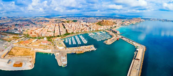 Port Miasta Alicante Łodzi Jachtów Panoramiczny Widok Alicante Miasto Hiszpanii — Zdjęcie stockowe