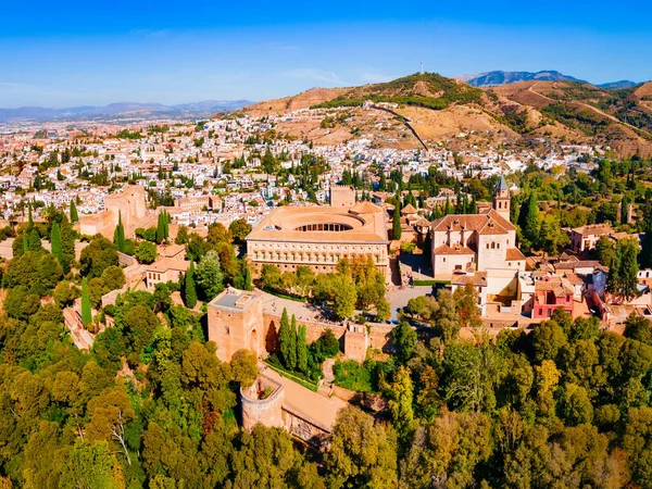 Alhambra Aerial Panoramic View Alhambra Fortress Complex Located Granada City — Stock Photo, Image