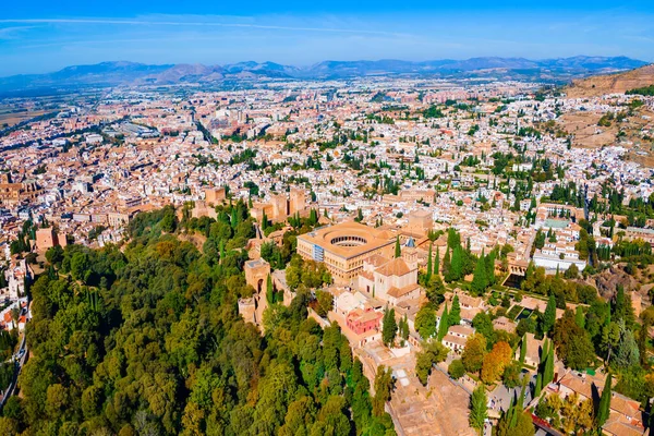 Alhambra Aerial Panoramic View Alhambra Fortress Complex Located Granada City — Stock Photo, Image