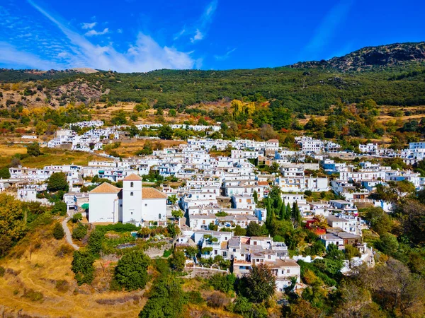 stock image Bubion village aerial panoramic view. Bubion is a village in the Alpujarras area in the province of Granada in Andalusia, Spain.