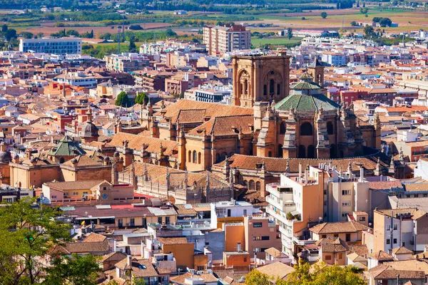 Granada Kathedraal Luchtfoto Panoramisch Uitzicht Kathedraal Van Incarnatie Santa Iglesia — Stockfoto