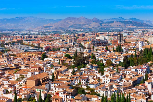 Panorama Miasta Granada Region Andaluzji Hiszpanii — Zdjęcie stockowe