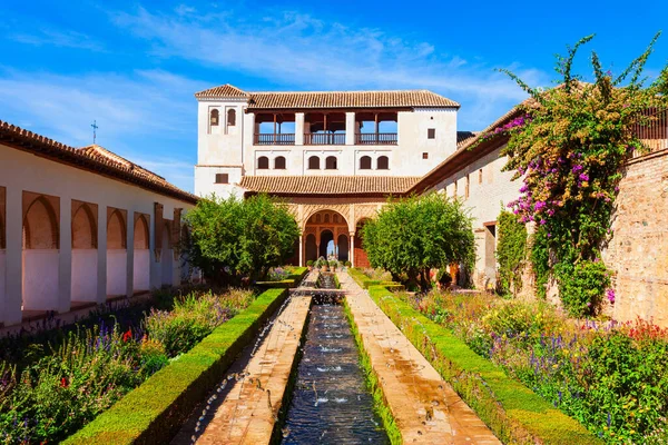 Binnenplaats Van Het Canal Patio Acequia Het Generalife Palace Granada — Stockfoto