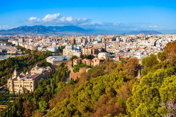 Panoramiczny Widok Lotu Ptaka Malaga Jest Miastem Wspólnocie Andaluzji Hiszpanii — Zdjęcie stockowe