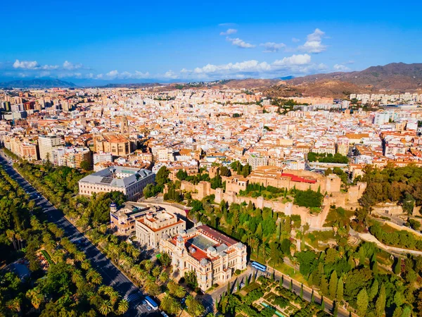 Málaga Vista Panorámica Aérea Alcazaba Alcazaba Una Fortaleza Árabe Ciudad — Foto de Stock