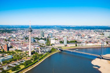 Rheinturm and Media Harbour district in Dusseldorf city in Germany clipart