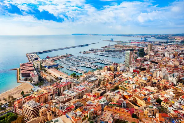 Alicante Centro Ciudad Vista Panorámica Aérea Alicante Una Ciudad Comunidad — Foto de Stock