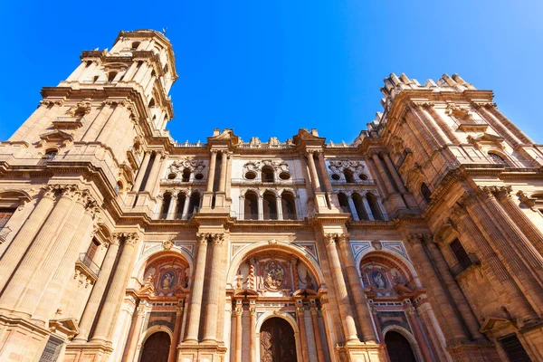 Malaga Katedrali Yakın Çekim Görüntüsü Malaga Katedrali Spanya Nın Endülüs — Stok fotoğraf