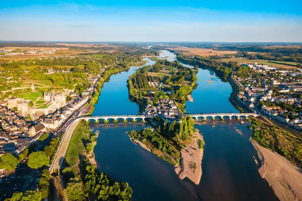 stock image Chateau d'Amboise aerial panoramic view. It is a chateau in Amboise city, Loire valley in France.