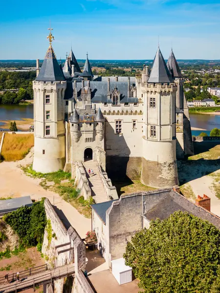 Zamek Saumur Panoramiczny Widok Lotu Ptaka Saumur Loire Valler Francji — Zdjęcie stockowe