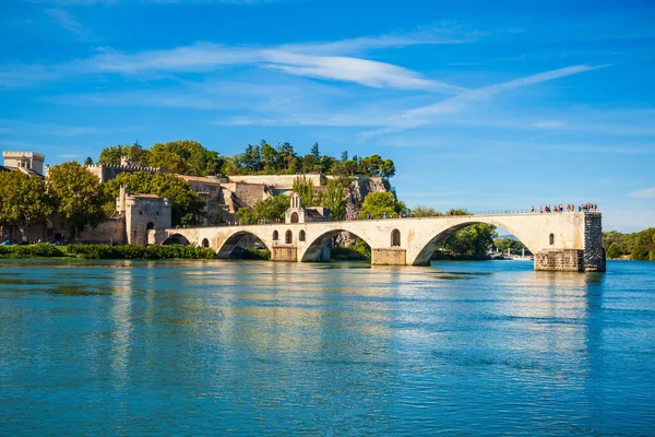 Pont Saint Benezet Bridge Palace Popes Palais Des Papes Avignon — Stock Photo, Image