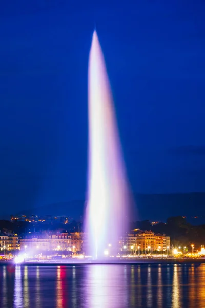 The Jet d\'Eau or Water Jet is a large fountain in Geneva city in Switzerland