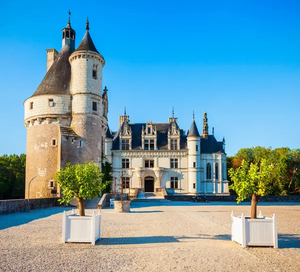 Chateau Chenonceau Французький Замок Охоплює Річку Шер Біля Селища Ченонсо — стокове фото