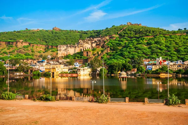 Панорамный Вид Город Бунди Озеро Наваль Сагар Штате Раджастхан Индии — стоковое фото