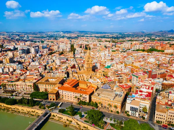 圣玛丽大教堂的空中全景 穆尔西亚 穆尔西亚是西班牙东南部的一个城市 免版税图库照片