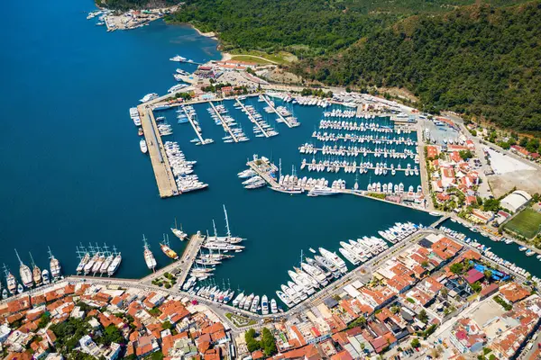 Marmaris Yat Limanı Marmaris Şehir Türkiye Hava Panoramik Görünümü Stok Resim