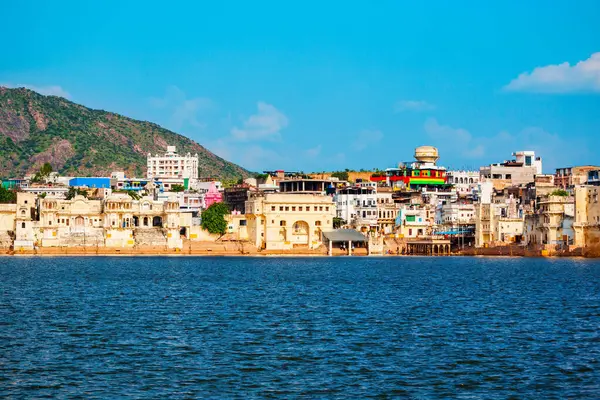 Ghaty Nad Jeziorem Pushkar Mieście Pushkar Stanie Rajasthan Indiach Obrazy Stockowe bez tantiem