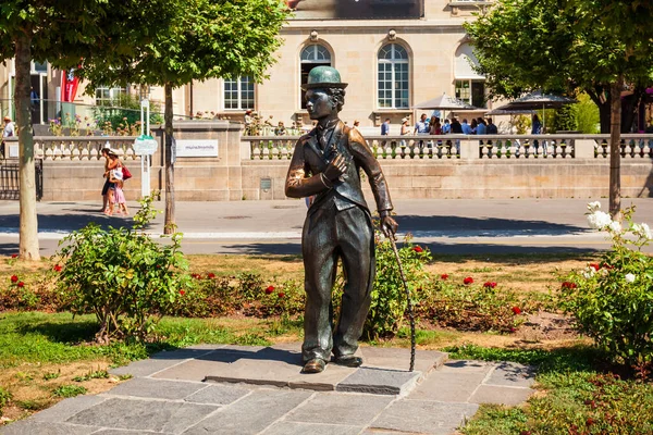Vevey Switzerland July 2019 Charlie Charles Chaplin Statue Shore Geneva — Stock Photo, Image