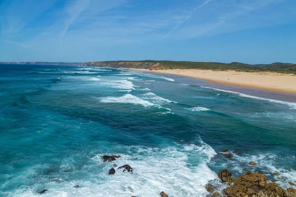 Schöner Leerer Strand Der Westküste Der Algarve Portugal — Stockfoto