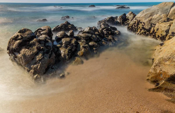 Lange Blootstelling Aan Oceaan Povoa Vazim Ten Noorden Van Portugal — Stockfoto
